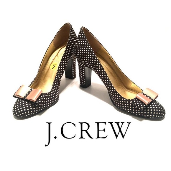 J. CREW Trixie Polka Dot Bow Heel Pump Rare - Picture 2 of 8